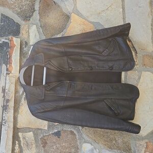 Vintage Midcentury, 1950's Rebel vibe, black leather jacket with leather buttons